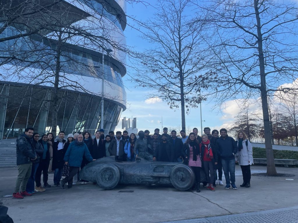 The group in front of Merceds Benz Museum